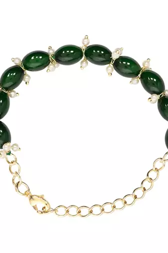I jewels designer pearl hanging bhaiya bhabhi lumba rakhi