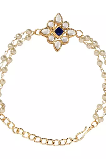 I jewels designer kundan pearl hanging bhaiya bhabhi lumba rakhi