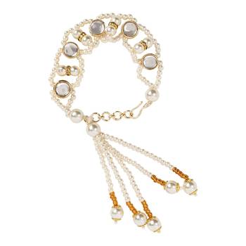 I jewels designer kundan pearl hanging bhaiya bhabhi lumba rakhi 5