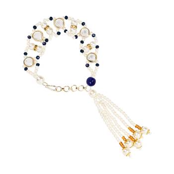 I jewels designer kundan pearl hanging bhaiya bhabhi lumba rakhi 5