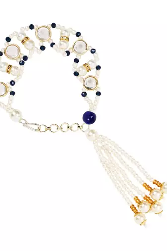 I jewels designer kundan pearl hanging bhaiya bhabhi lumba rakhi