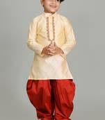 embroidery work tasar dupion silk kurta and patiyala set for boys