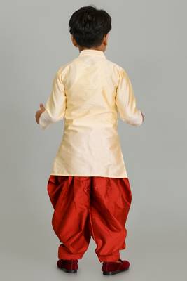 embroidery work tasar dupion silk kurta and patiyala set for boys 2