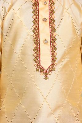 embroidery work tasar dupion silk kurta and patiyala set for boys 5