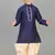 embroidery work navy blue dupion silk kurta and patiyala set for boys