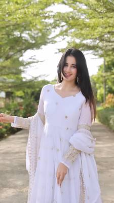 White Georgette Anarkali Suit Set 4