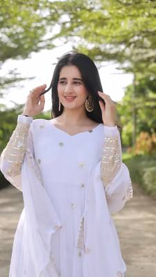 White Georgette Anarkali Suit Set 5