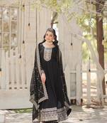 Faux blooming gown with rich sequins embroidered work with dupatta