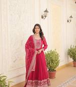 Faux blooming gown with rich sequins embroidered work with dupatta