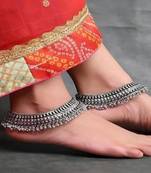 Silver ghungroo anklets indian oxidised jewelry, oxidised anklets, german silver anklet, ghungaroo indian ethnic anklets