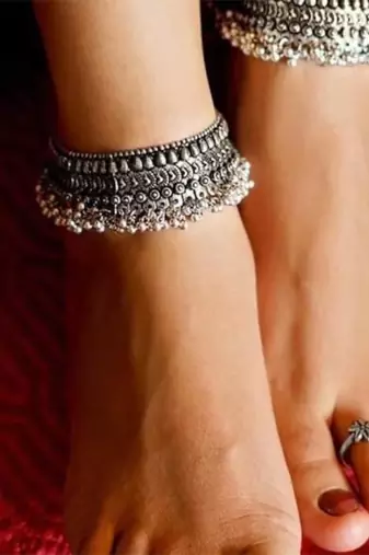 Silver ghungroo anklets indian oxidised jewelry, oxidised anklets, german silver anklet, ghungaroo indian ethnic anklets