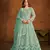Sky blue embroidered net semi stitched anarkali suit