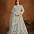 Grey embroidered net semi stitched anarkali suit