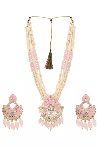 Anikas creation pink jewellery set for timeless elegance