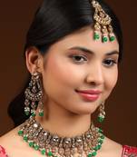 Explore elegance with anika's creation green jewellery set