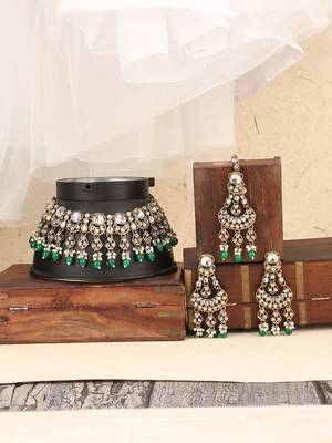 Explore elegance with anika's creation green jewellery set 2