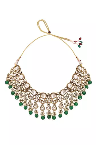 Explore elegance with anika's creation green jewellery set