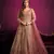 Pink embroidered net semi stitched anarkali suit
