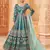 Teal embroidered art silk semi stitched anarkali suit