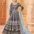 Navy blue embroidered art silk semi stitched anarkali suit