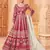 Red embroidered art silk semi stitched anarkali suit