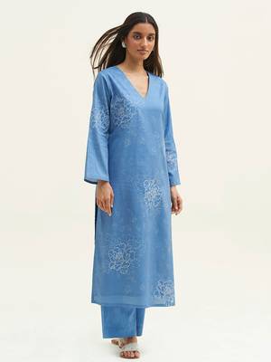 Pacific coast blue cotton printed co-ord set 1