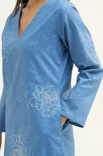 Pacific coast blue cotton printed co-ord set
