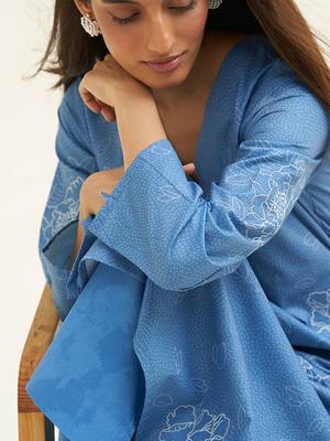 Pacific coast blue cotton printed co-ord set 5