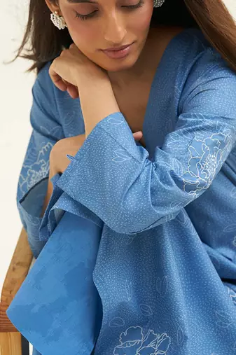 Pacific coast blue cotton printed co-ord set