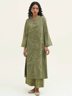 Calliste green cotton printed co-ord set 1