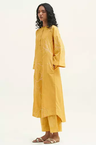 Yellow cotton printed co-ord set