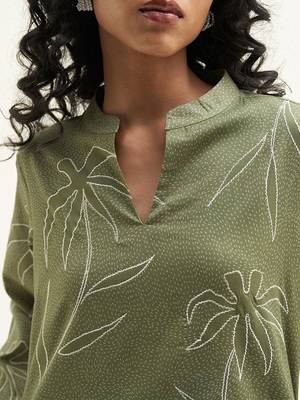 Calliste green cotton printed co-ord set 3