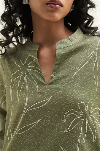Calliste green cotton printed co-ord set