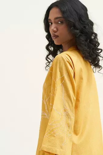 Yellow cotton printed co-ord set