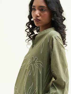 Calliste green cotton printed co-ord set 4