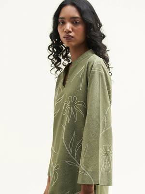 Calliste green cotton printed co-ord set 5