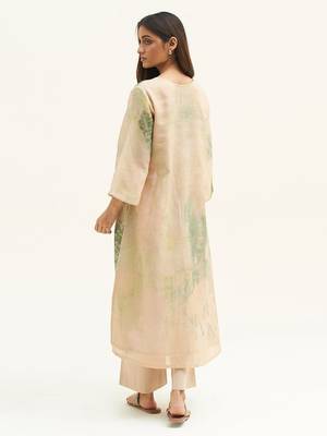 Wheat beige and green printed linen co-ord set 5