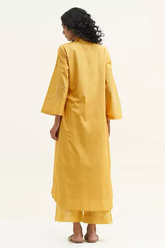 Celery green bemberg raw silk embroidered co-ord set