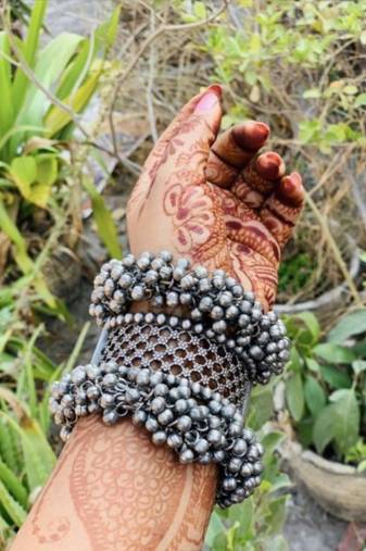 Black polish ghungroo kada silver bangle set oxidised indian ethnic jewelry, german silver bracelet, antique bracelet