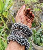 Black polish ghungroo kada silver bangle set oxidised indian ethnic jewelry, german silver bracelet, antique bracelet
