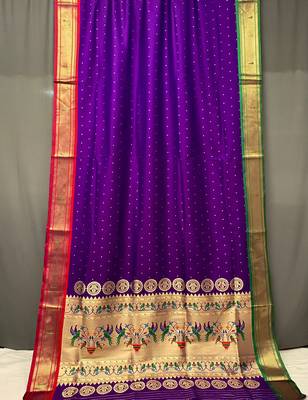 Purple Color Paithani Weaving Sarees Woth Elegant Rich Pallu Saree 5
