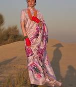 Baby Pink Banarasi Silk Zari Weaving Border And Rich Pallu Saree With Blouse For Women