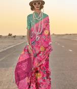 Pink Banarasi Silk Zari Weaving Border And Rich Pallu Saree With Blouse For Women