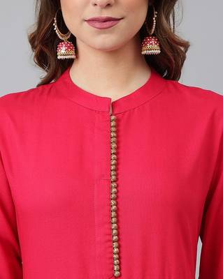 Coral solid work rayon anarkali kurta with pant and dupatta set 3