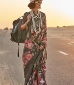 Mehandi Banarasi Silk Zari Weaving Border And Rich Pallu Saree With Blouse For Women