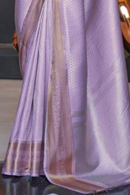 Purple Faux Kanjivaram Silk Zari Weaving Border And Rich Pallu Saree With Blouse For Women 4