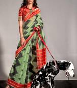 Parrot Banarasi Silk Zari Weaving Border And Rich Pallu Saree With Blouse For Women