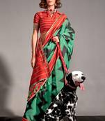 Green Banarasi Silk Zari Weaving Border And Rich Pallu Saree With Blouse For Women