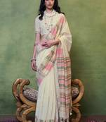 Off White Banarasi Silk Zari Weaving Border And Rich Pallu Saree With Blouse For Women