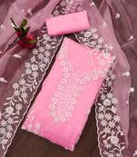 Pink Organza Embroidered Unstitched Dress Material